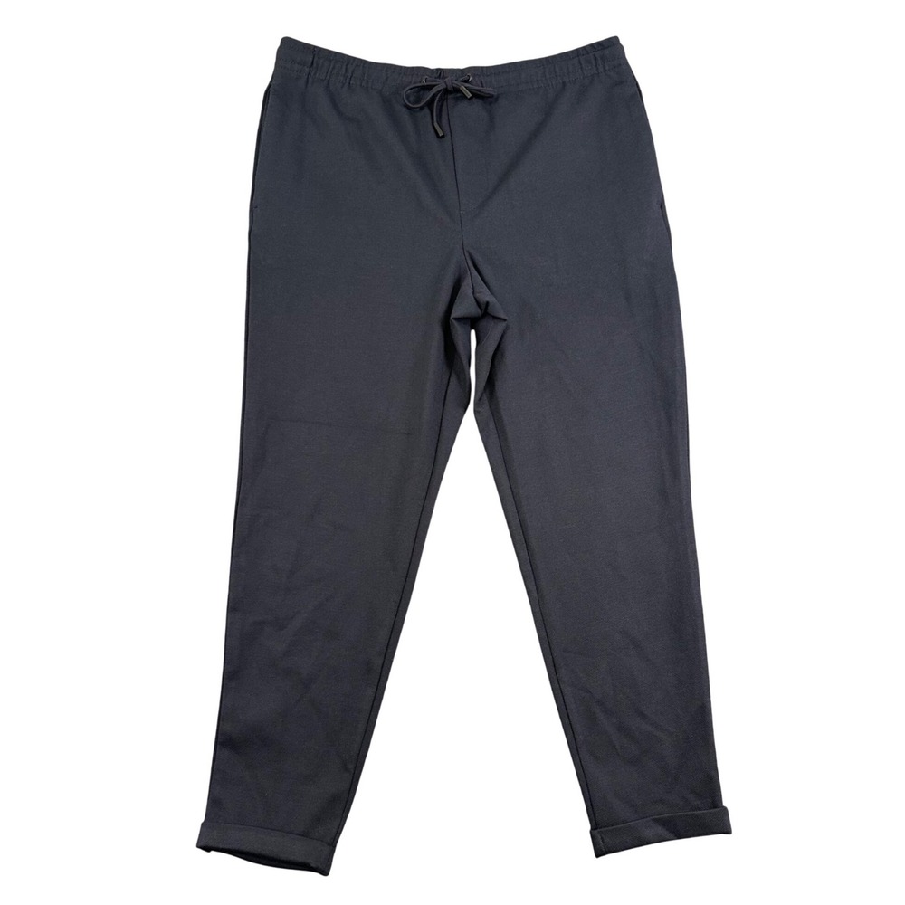 Zara Jogger Knit Pants Mens XL Navy Blue Textured Knit Drawstring XL Tapered
